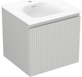 Mexen Rivel szafka łazienkowa 50 cm z umywalką Vela, 1 szuflada, ryflowana , szara mat/biała mat - 91A20-05047-1-BF62-W23M01