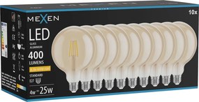 Mexen Vintis 10x żarówka filament LED E27, G125, 4W, Ciepła - 2200K, 400 lm, amber - L158-E27-0422-50x10