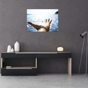 Obraz na szkle - otwarta dłoń (70x50 cm)