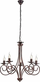 Alma - Żyrandol z czarnego lakierowanego żelaza z antyczną miedzianą dekoracją, 5 świateł, 120 cm - Ø57 cm - BL130-5-NR