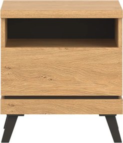 Szafka Nocna z Szufladą do Sypialni CANTE 52 cm Dąb kamienny / czarny Loft