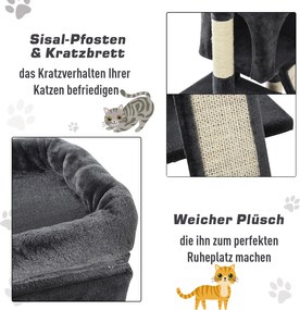 Drapak dla kota Drapak do ostrzenia pazurów dla kota z sizalowymi kolumnami Drapak dla kota ciemnoszary | Aosom.pl