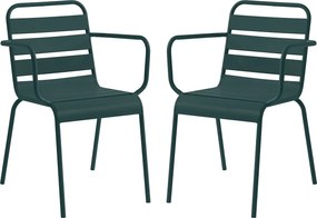 Zestaw 2 foteli ogrodowych sztaplowanych z metalu - Butelkowa zieleń - MIRMANDE marki MYLIA