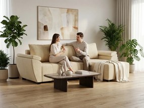 PROMOCJA Rozkładana obustronna sofa narożna do L LIVARO 251x140 cm, kremowa II. jakość
