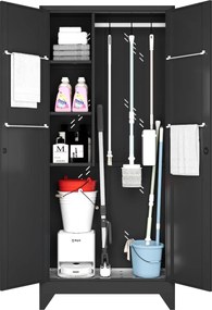 Metalowa szafa wielofunkcyjna, 1930 x 860 x 420 mm, czarny