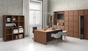 Szafa biurowa FRAME, czarna podstawa, 12x drzwi, 1299 x 450 x 2185 mm, PUSH-Lock, orzech