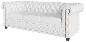 Biała rozkładana sofa z imitacji skóry 203 cm York – Ropez