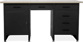 Szeroki stół warsztatowy z szafką i szufladami Frank czarny