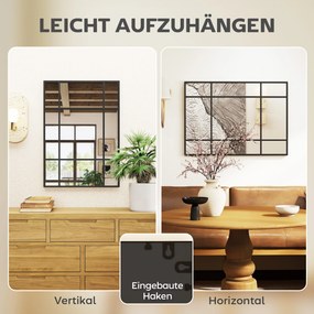 HOMCOM Lustro ścienne, dekoracyjne lustro z metalową ramą, czarne paski, szkło warstwowe, 50B x 2T x 70H cm | Aosom PL