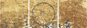 Obraz - Złota struktura N⁰3 (z zegarem) (90x30 cm)
