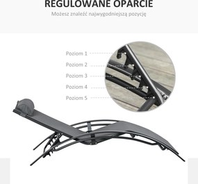 Outsunny Leżak Ogrodowy do Opalania Ciemnoszary Stylowy i Wygodny 170x64x82cm | Aosom PL