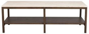 Brązowo-beżowy stolik z kamiennym blatem 140x60 cm Orwel – Rowico