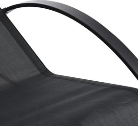 Outsunny Zestaw leżaków ogrodowych z stolikiem 2 sztuki Oddychająca tkanina Stabilna konstrukcja Czarny | Aosom PL