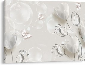 Obraz - Tulipany między bąbelkami (70x50 cm)