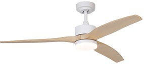 Biały Wentylator sufitowy z lampą z drewnianym nadrukiem 132 cm z LED z możliwością ściemniania z pilotem - Joly Nowoczesny Oswietlenie wewnetrzne