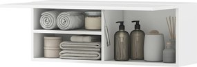 HOMCOM Szafka łazienkowa wisząca z unoszonymi drzwiami, siłownik gazowy, półka 80 x 25 x 30 cm biały