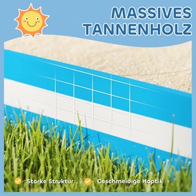 Piaskownica AIYAPLAY dla dzieci z 4 siedzeniami, drewno świerkowe, bez dna, Niebieska