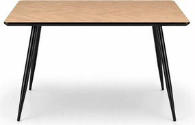 Nowoczesny stół Empori 120x80 cm prostokątny z trwałym blatem MDF w naturalnej okleinie, czarne nogi