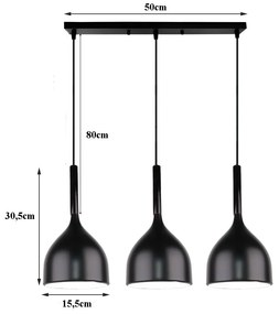 Lampa sufitowa loftowa metalowa wisząca AT30-3SZ-Black
