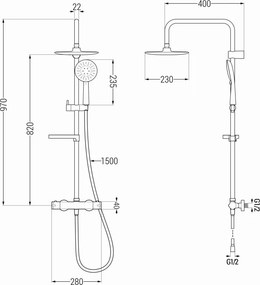 Mexen KX67 zestaw prysznicowy natynkowy z deszczownicą i baterią termostatyczną, czarny - 771506791-70