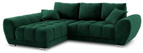 Butelkowozielony rozkładany narożnik z aksamitnym obiciem Windsor &amp; Co Sofas Nuage, lewostronny