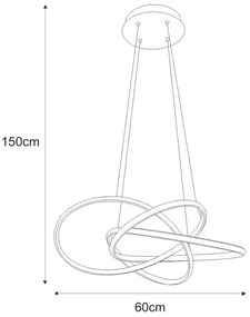 Złota nowoczesna lampa wisząca LED wstęgi - A495-Wema