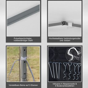 Outsunny Składany Pawilon z Bocznymi Ściankami inklu. Torba, Pawilon Ogrodowy, Metal, Tkanina Oxford, 3 x 3 m, Kremowy