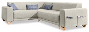 Beżowy rozkładany/ze schowkiem narożnik (lewostronny/w kształcie litery L) Classy Sophie – Miuform