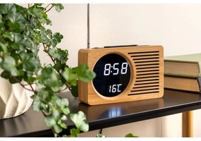 Bambusowy budzik z radiem Karlsson Retro