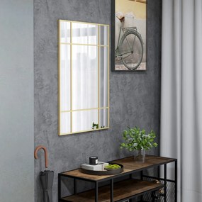 HOMCOM Lustro ścienne, dekoracyjne lustro z metalową ramą, złote pasy, wielowarstwowe szkło, 90S x 2G x 60W cm | Aosom PL