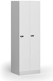 Szafka ubraniowa S1, 2-drzwiowa, 1850 x 600 x 500 mm, demontaż, zamek mechaniczny na kod, drzwi laminowane, biała