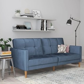 Niebieska aksamitna rozkładana sofa 207 cm Lilly – Støraa