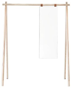 Wieszak z drewna sosnowego z lustrem Karup Design Hongi Natural