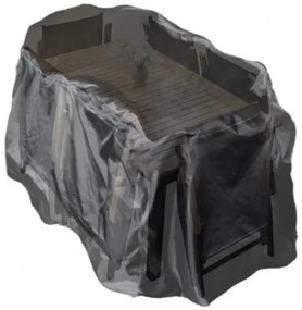 Czasza parasola ochronny na stół 150x90 cm + 4 do 6 rozkładanych krzeseł