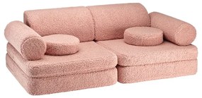 Różowa sofa dla dzieci z materiału bouclé 132 cm Settee – Wigiwama