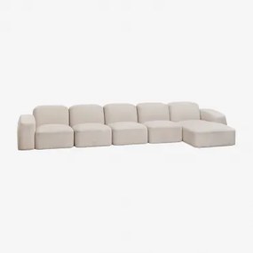 Bastian 5-częściowa Sofa Modułowa Z Leżanką Po Prawej Stronie Szenila Gruba Biała - Sklum