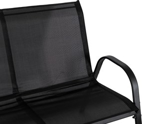 Zestaw Mebli Ogrodowych MINNESOTA Czarny Ławka Krzesła Stolik Tarasowy Siatka Nowoczesny