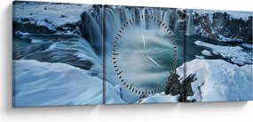 Obraz - Wodospad Bogów, Islandia (z zegarem) (90x30 cm)