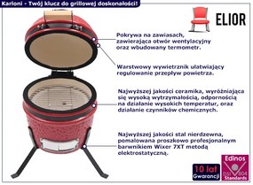 Czerwony ceramiczny grill z pokrywą D0-G13