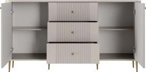 Komoda Vesper 160 cm z szufladami na nóżkach - kaszmir / złote nogi
