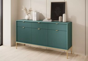 Cubero komoda 3 szuflady 154 cm nowoczesna ryflowany front metalowe nóżki