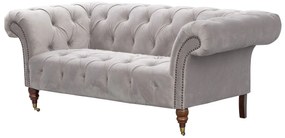 Sofa Chesterfield Glamour Velvet Light Grey 2-os.