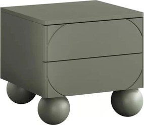 Szafka nocna z dwoma szufladami Sonatia II na nogach kulach 45 cm - oliwka