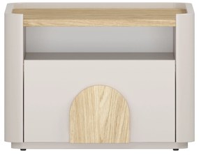 Szafka nocna Amilio z szufladą 50 cm - kaszmir / dąb olejowany / uchwyty dąb jasny