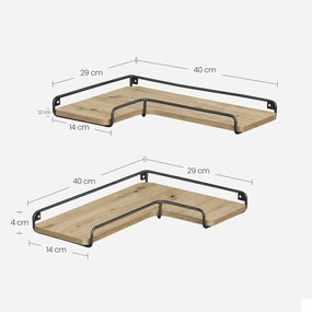 Loftowy komplet 2 ściennych półek narożnych dąb artisan R4-C76