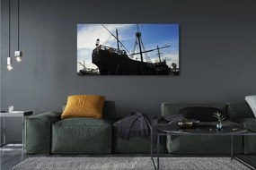 Duży obraz na płótnie Sylwetka Statku pod Niebem