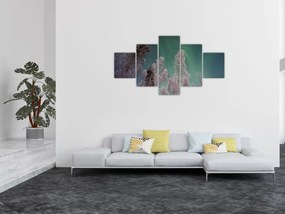 Obraz zorzy polarnej nad zamarzniętymi drzewami (125x70 cm)