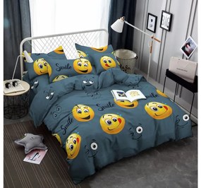 PrzytulneMieszkanie.pl PrzytulneMieszkanie.pl Pościel z mikrofibry MLSNÝ SMAJLÍK szare. Rozmiar pościeli: 2 szt 70 x 90 cm | 200 x 220 cm