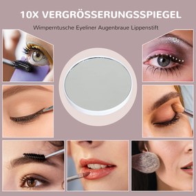 HOMCOM Kosmetyczne Lustro LED, 3 Tryby Światła, Ściemnialne, Sterowanie Dotykowe, USB, 58x48cm, Biały