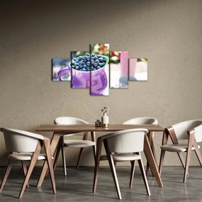 Obraz - jagody w filiżance (125x70 cm)